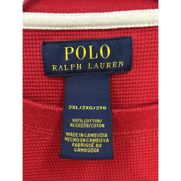 Polo Ralph Lauren Mens Thermal Shirt 2XL XXL Red Long Sleeve Waffle Knit 3258 - Picture 5 of 5